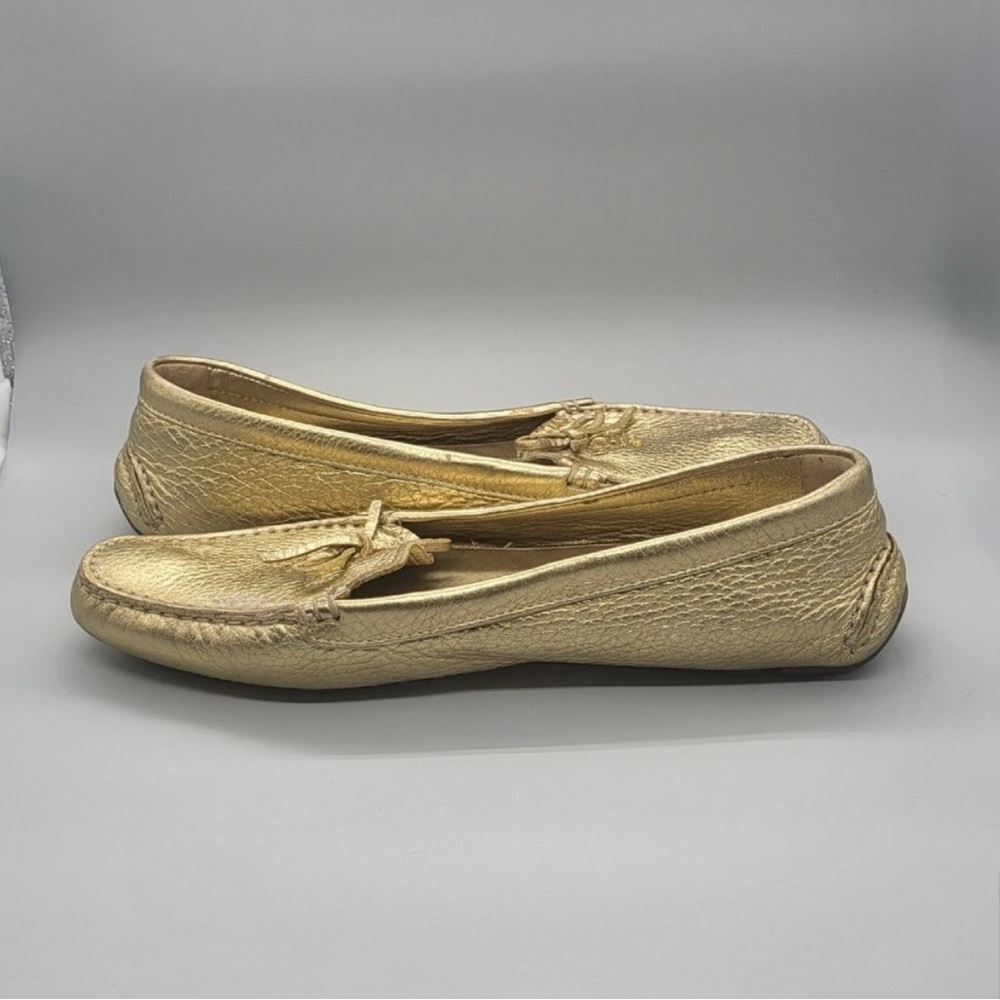 Prada Gold leather Logo driving loafers authentic - Picture 9 of 10